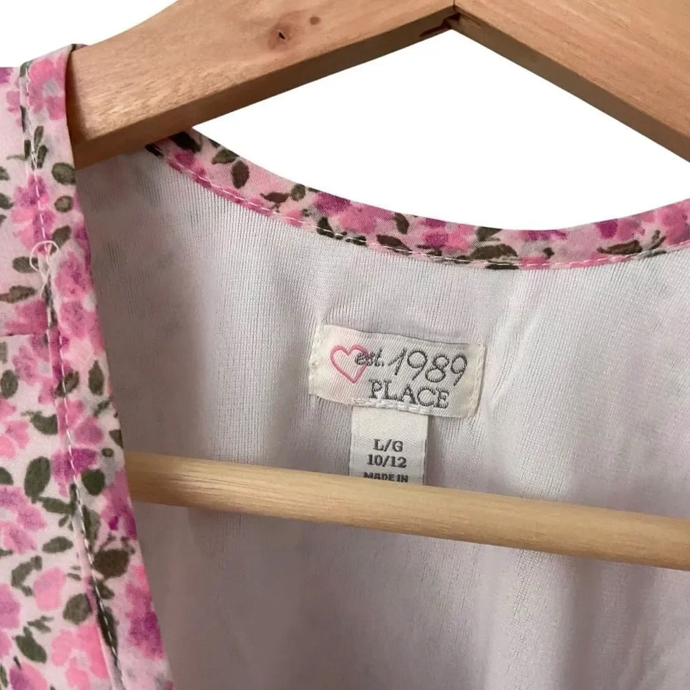 Vintage The Children's Place Floral Pink Sleeveless Top in Size Large (10/12)
